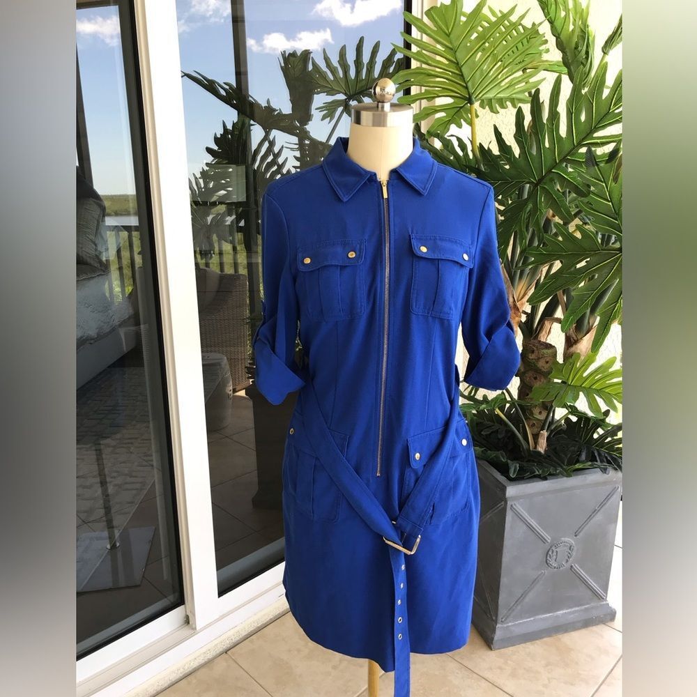 Michael Kors Blue Belted Dress - Picture 1 of 8